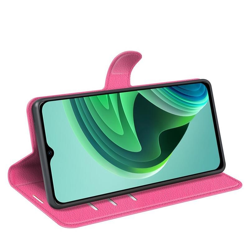 Litchi PU bőr pénztárca tok Xiaomi Redmi 10 5G - rózsa
