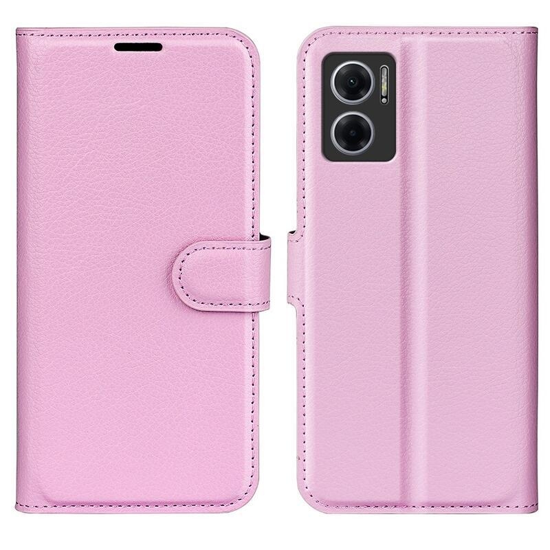 Litchi PU bőr pénztárca tok Xiaomi Redmi 10 5G - rózsaszínű