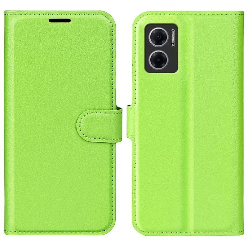Litchi PU bőr pénztárca tok Xiaomi Redmi 10 5G - zöld
