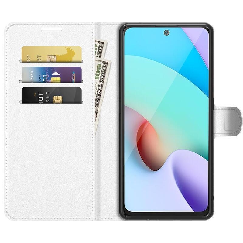 Litchi PU bőr pénztárca tok Xiaomi Redmi 10/Redmi 10 (2022) - fehér