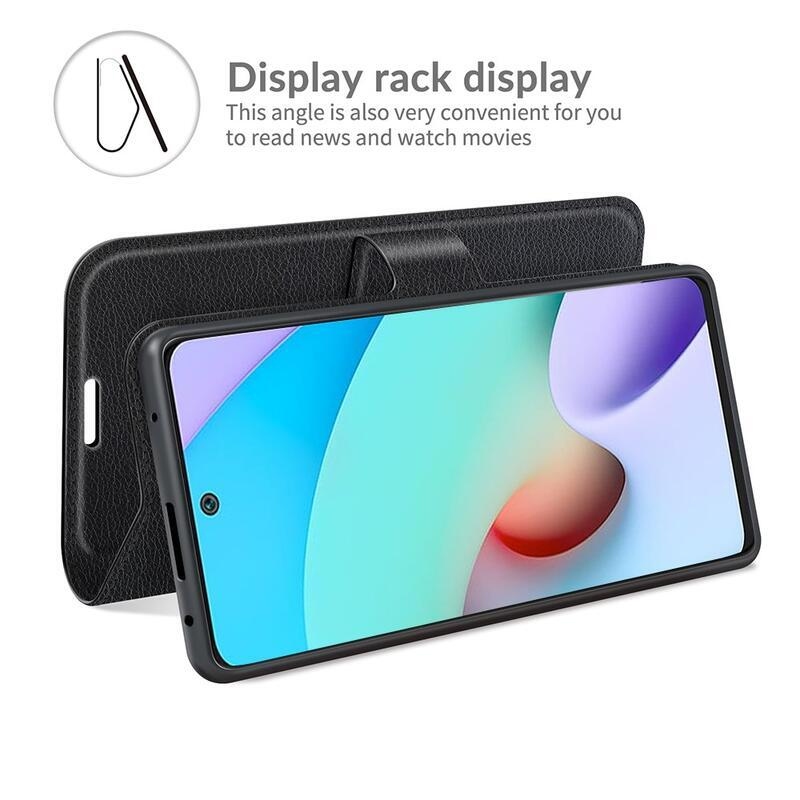 Litchi PU bőr pénztárca tok Xiaomi Redmi 10/Redmi 10 (2022) - fekete