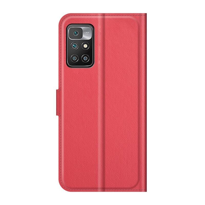 Litchi PU bőr pénztárca tok Xiaomi Redmi 10/Redmi 10 (2022) - piros