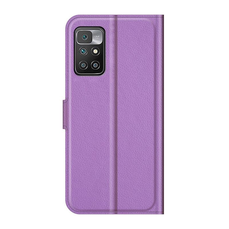 Litchi PU bőr pénztárca tok Xiaomi Redmi 10/Redmi 10 (2022) - lila