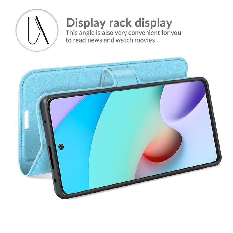 Litchi PU bőr pénztárca tok Xiaomi Redmi 10/Redmi 10 (2022) - kék