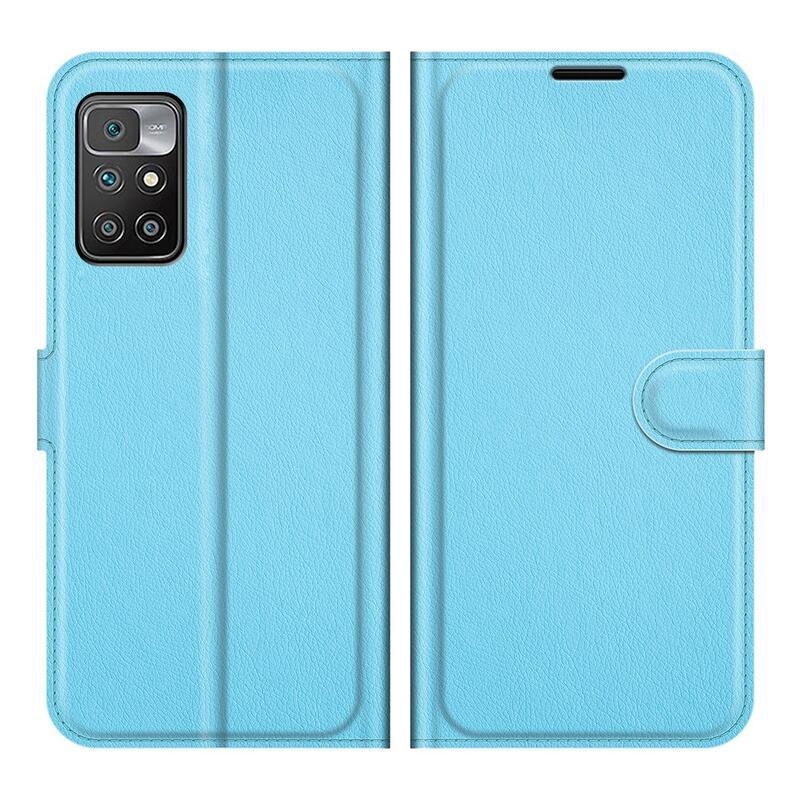 Litchi PU bőr pénztárca tok Xiaomi Redmi 10/Redmi 10 (2022) - kék