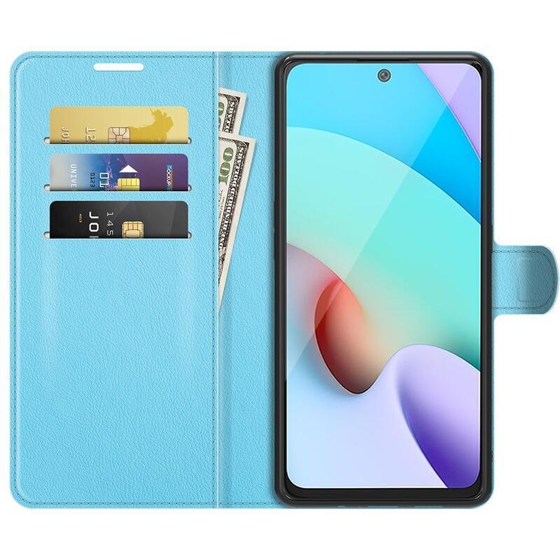 Litchi PU bőr pénztárca tok Xiaomi Redmi 10/Redmi 10 (2022) - kék