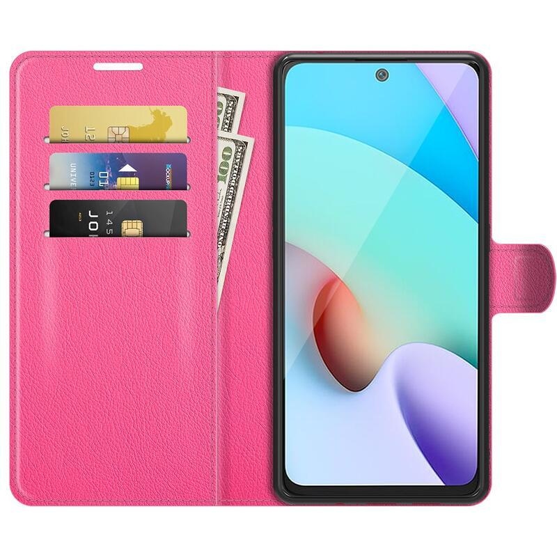 Litchi PU bőr pénztárca tok Xiaomi Redmi 10/Redmi 10 (2022) - rózsaszínű