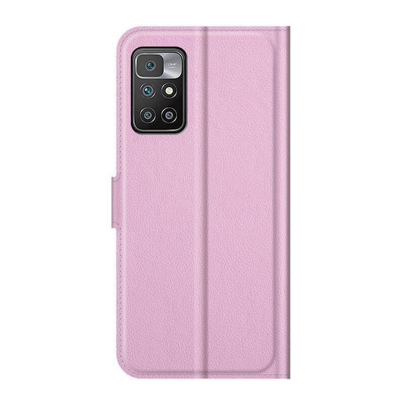 Litchi PU bőr pénztárca tok Xiaomi Redmi 10/Redmi 10 (2022) - rózsaszínű