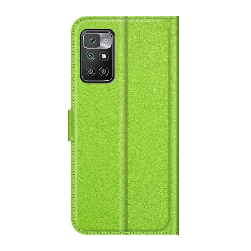 Litchi PU bőr pénztárca tok Xiaomi Redmi 10/Redmi 10 (2022) számára - zöld
