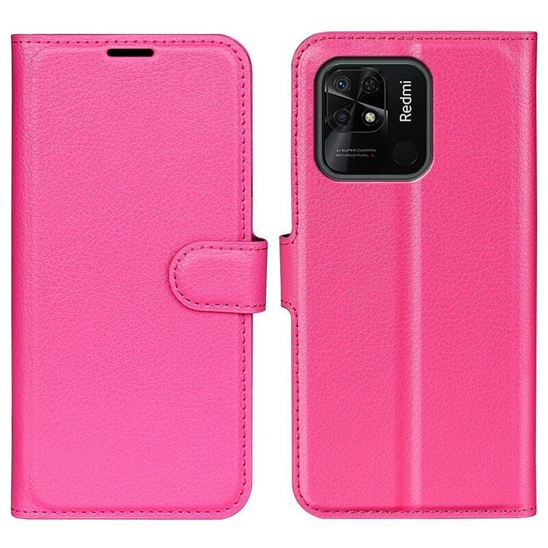 Litchi PU bőr pénztárca tok Xiaomi Redmi 10C - rózsa