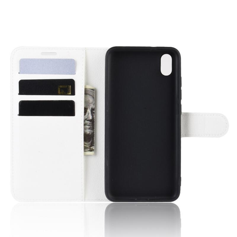 Litchi PU bőr pénztárca tok Xiaomi Redmi 7A-hoz - fehér