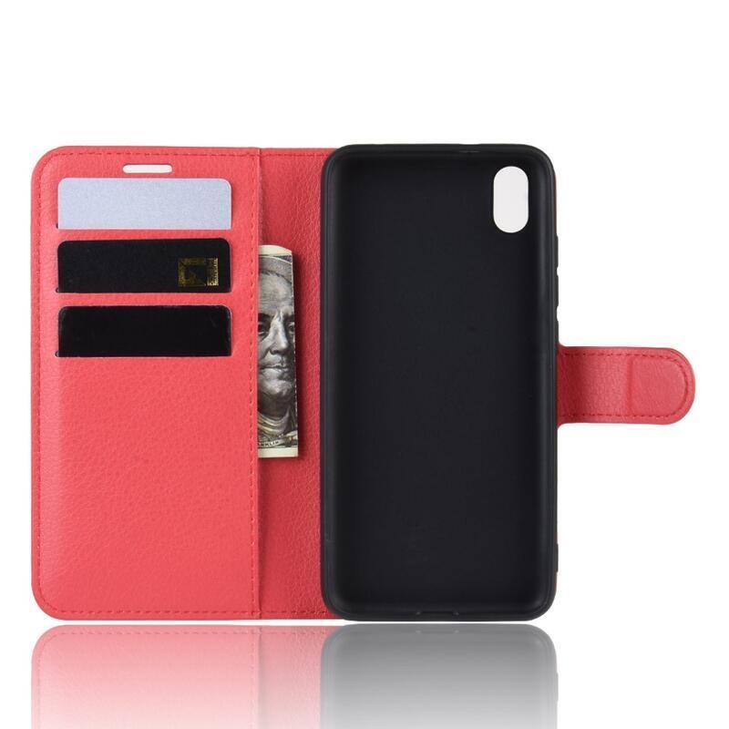 Litchi PU bőr pénztárca tok Xiaomi Redmi 7A - piros