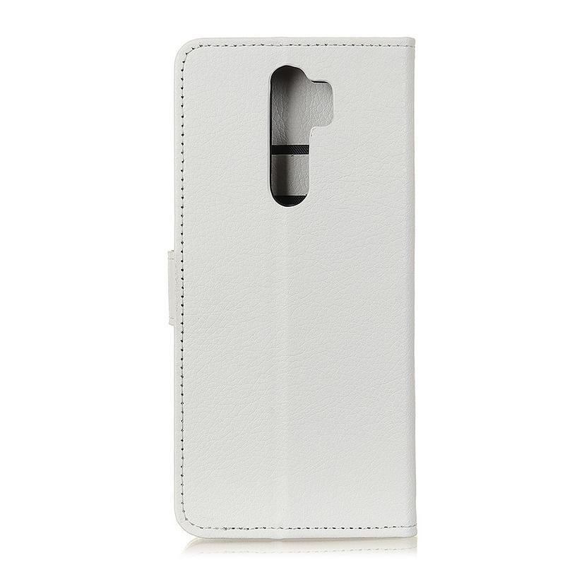 Litchi PU bőr pénztárca tok Xiaomi Redmi 9-hez - fehér