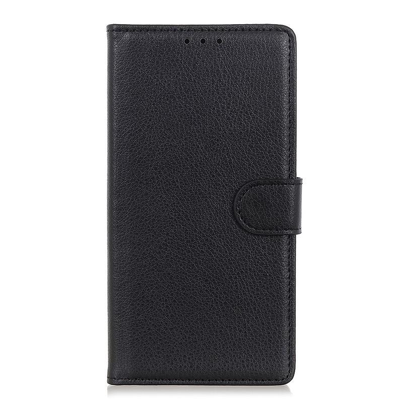 Litchi PU bőr pénztárca tok a Xiaomi Redmi 9-hez - fekete