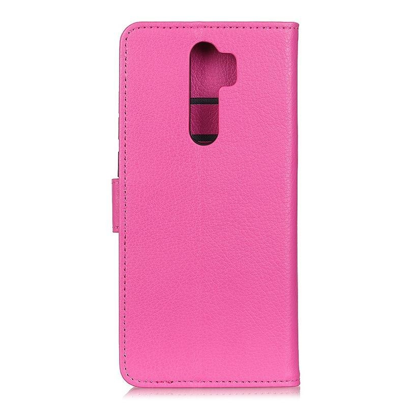 Litchi PU bőr pénztárca tok Xiaomi Redmi 9-hez - rózsaszín