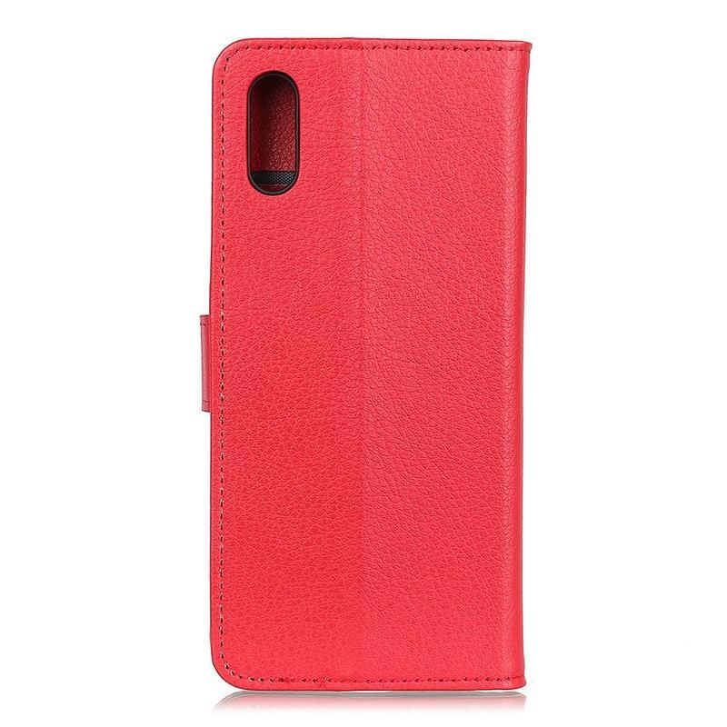 Litchi PU bőr pénztárca tok Xiaomi Redmi 9A/9AT-hoz - piros