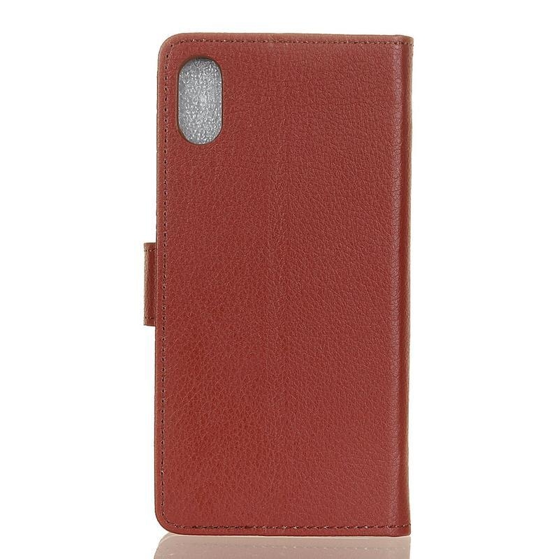Litchi PU bőr pénztárca tok Xiaomi Redmi 9A/9AT-hoz - barna