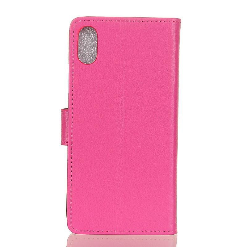 Litchi PU bőr pénztárca tok Xiaomi Redmi 9A/9AT - rózsaszínű
