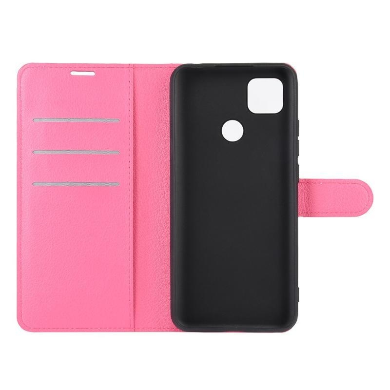 Litchi PU bőr pénztárca tok Xiaomi Redmi 9C - rózsa