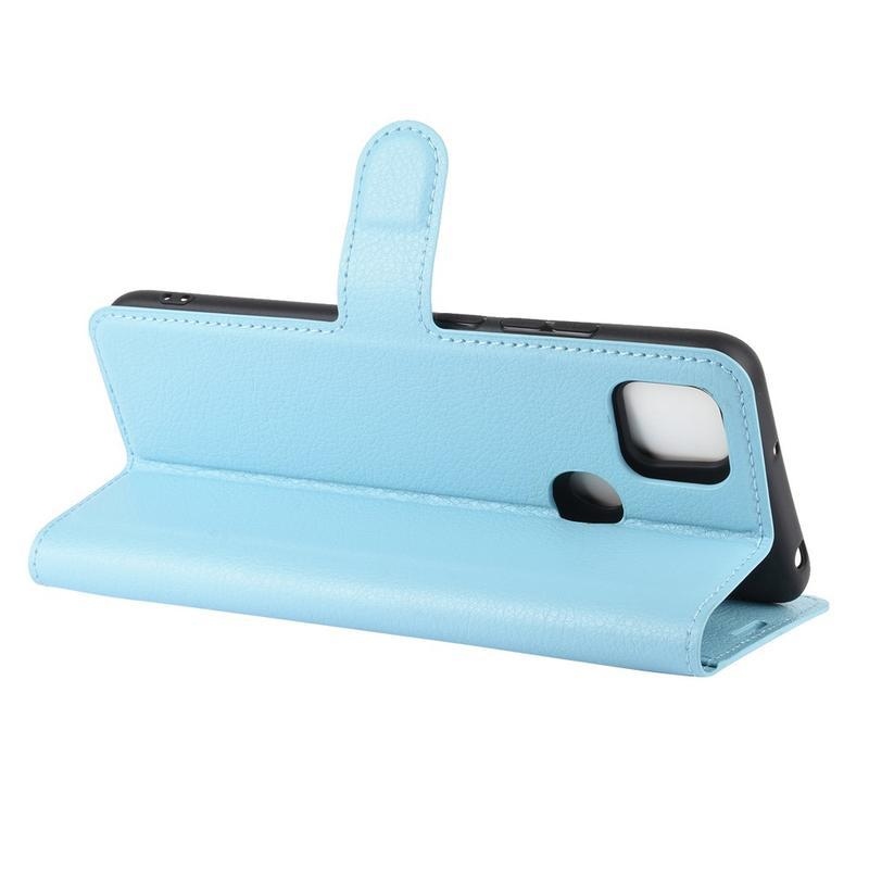 Litchi PU bőr pénztárca tok Xiaomi Redmi 9C-hez - világoskék
