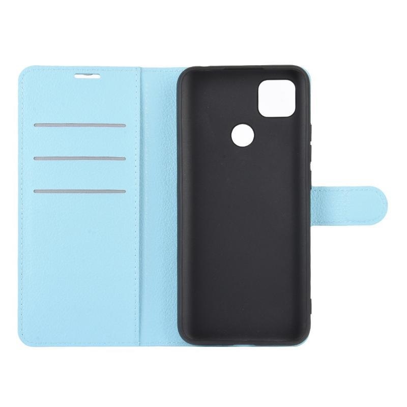 Litchi PU bőr pénztárca tok Xiaomi Redmi 9C-hez - világoskék