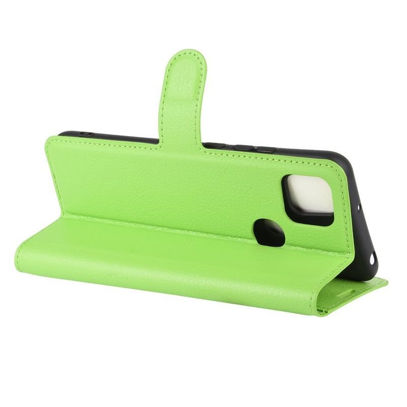 Litchi PU bőr pénztárca tok Xiaomi Redmi 9C-hez - zöld