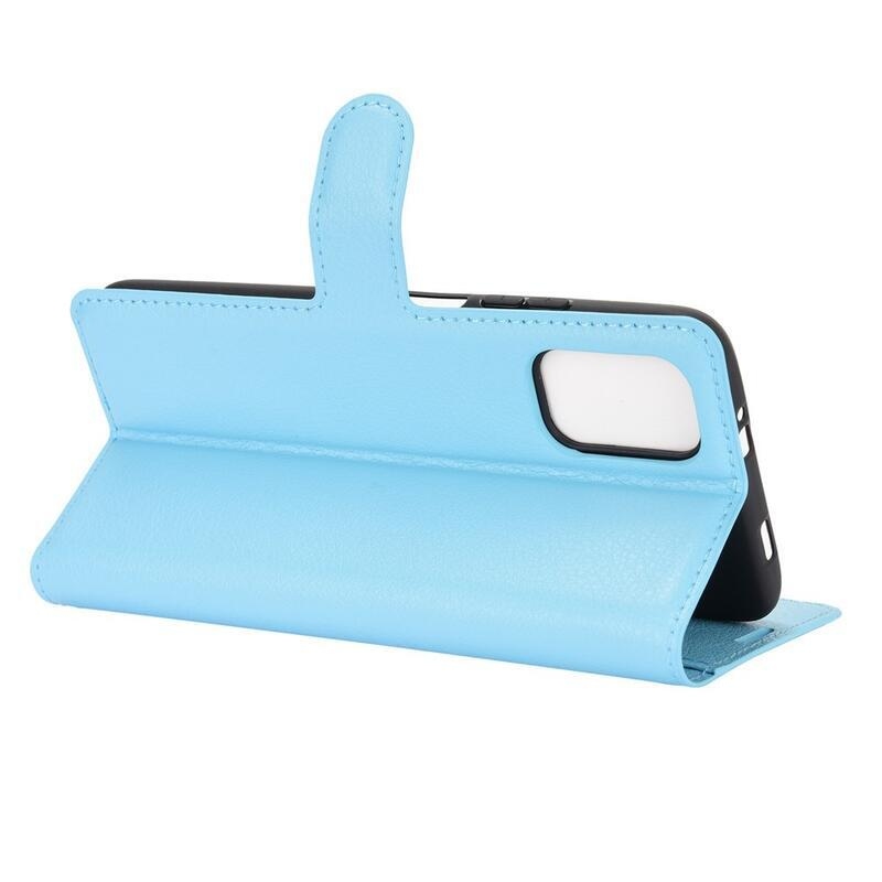 Litchi PU bőr pénztárca tok Xiaomi Redmi 9T/Poco M3-hoz - kék