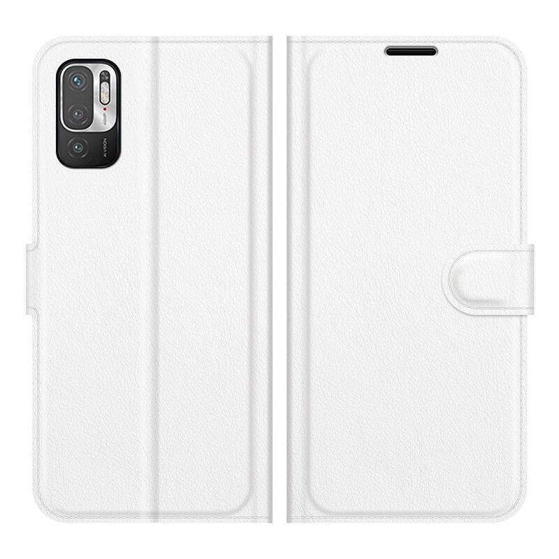 Litchi PU bőr pénztárca tok Xiaomi Redmi Note 10 5G/Poco M3 Pro 4G/5G - fehér