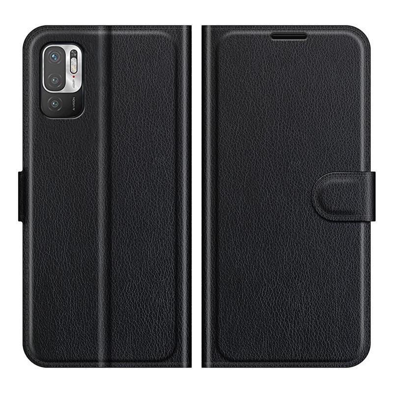 Litchi PU bőr pénztárca tok Xiaomi Redmi Note 10 5G/Poco M3 Pro 4G/5G - fekete