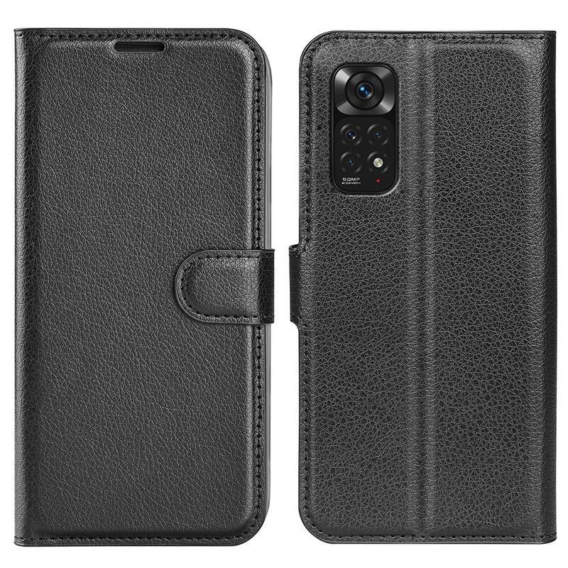 Litchi PU bőr pénztárca tok Xiaomi Redmi Note 11 4G/Note 11S 4G - fekete