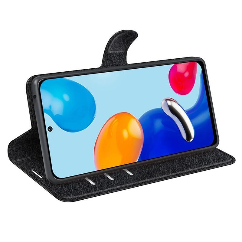 Litchi PU bőr pénztárca tok Xiaomi Redmi Note 11 4G/Note 11S 4G - fekete