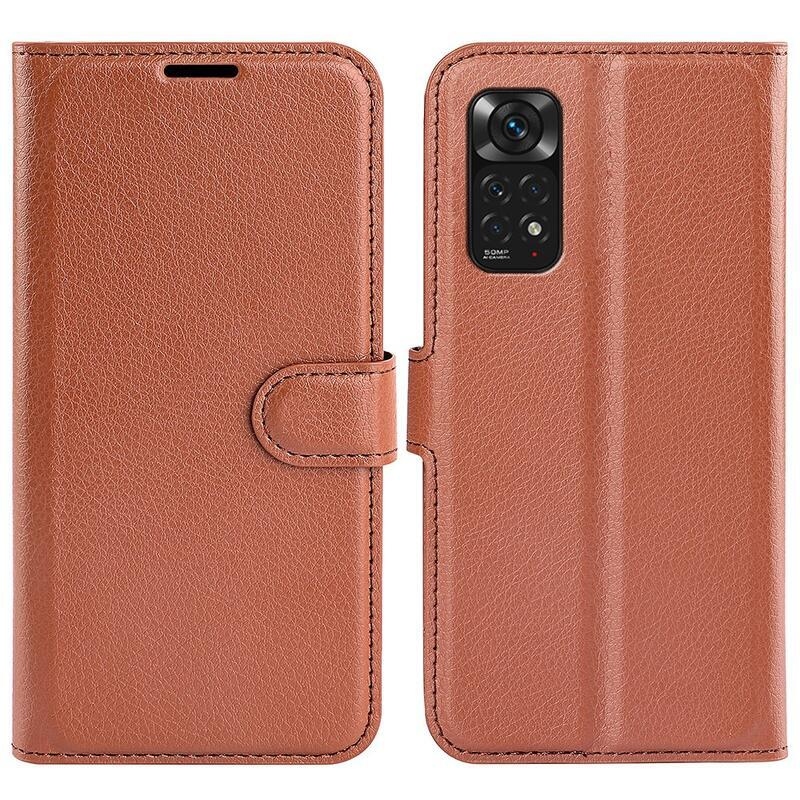 Litchi PU bőr pénztárca tok Xiaomi Redmi Note 11 4G/Note 11S 4G - barna