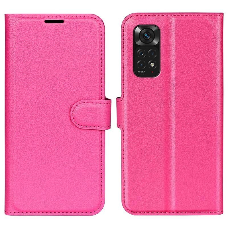 Litchi PU bőr pénztárca tok Xiaomi Redmi Note 11 4G/Note 11S 4G - rózsaszínű