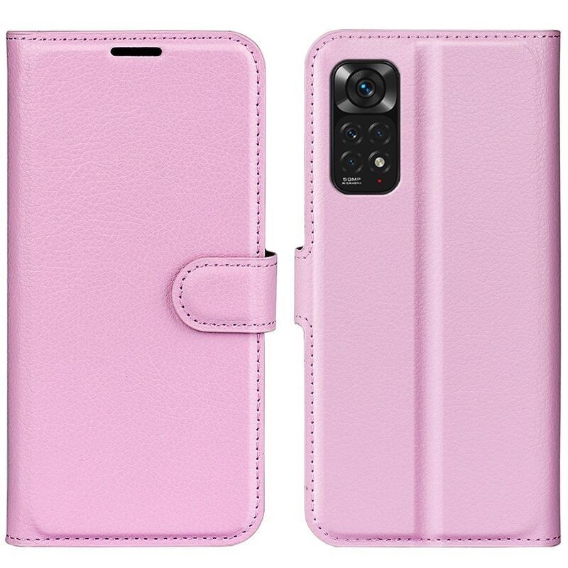Litchi PU bőr pénztárca tok Xiaomi Redmi Note 11 4G/Note 11S 4G - rózsaszínű