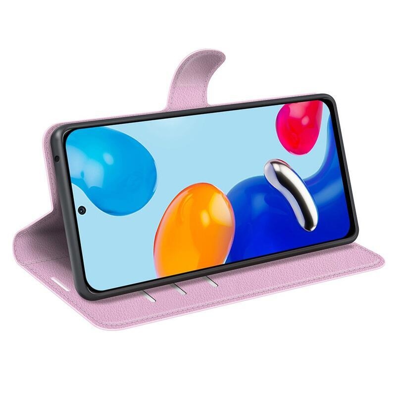 Litchi PU bőr pénztárca tok Xiaomi Redmi Note 11 4G/Note 11S 4G - rózsaszínű