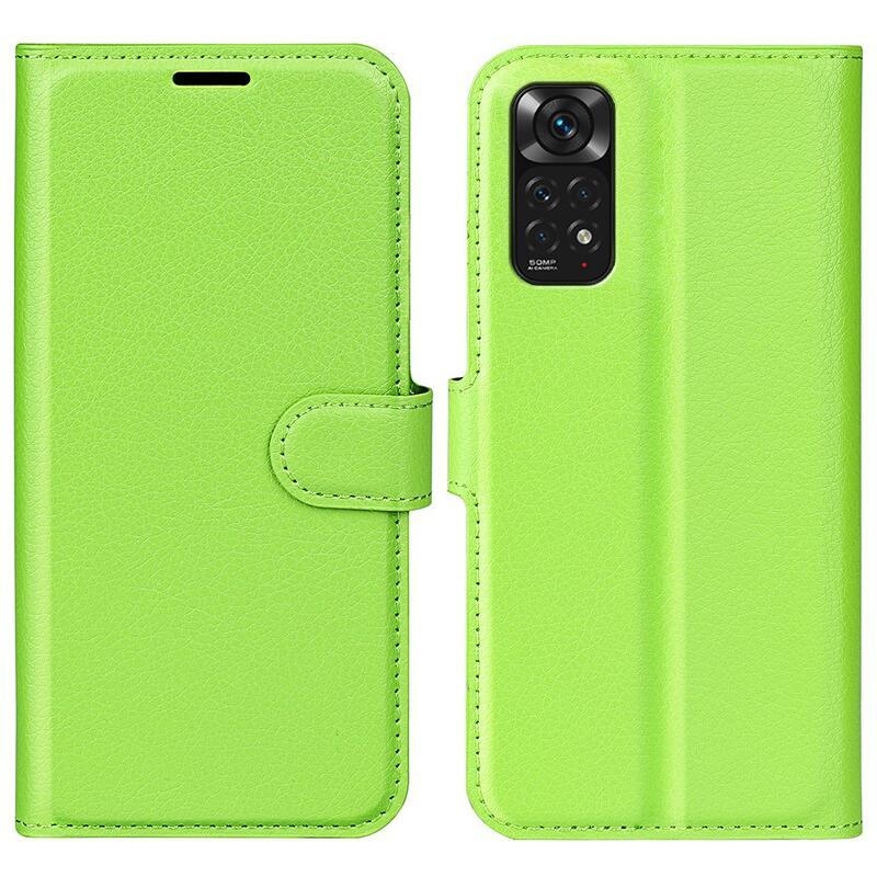 Litchi PU bőr pénztárca tok Xiaomi Redmi Note 11 4G/Note 11S 4G - zöld