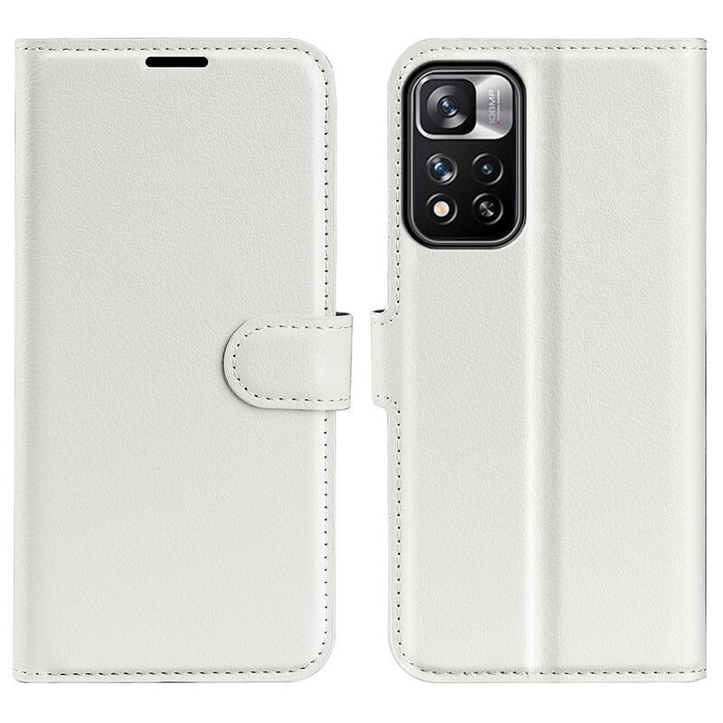 Litchi PU bőr pénztárca tok Xiaomi Redmi Note 11 Pro+ 5G - fehér