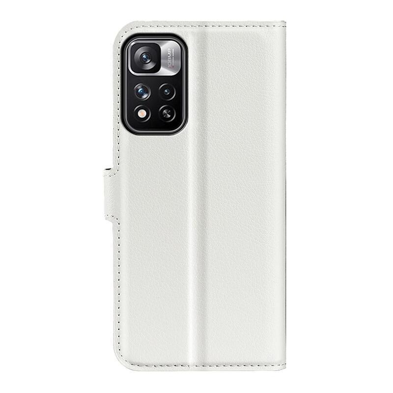 Litchi PU bőr pénztárca tok Xiaomi Redmi Note 11 Pro+ 5G - fehér