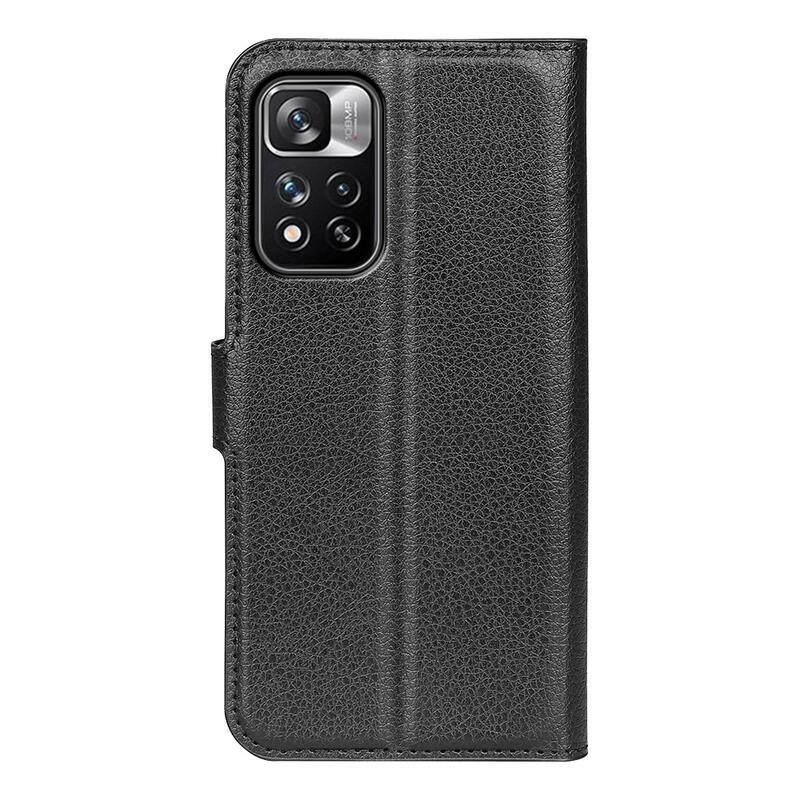Litchi PU bőr pénztárca tok Xiaomi Redmi Note 11 Pro+ 5G - fekete