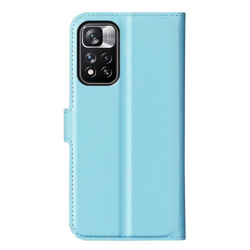 Litchi PU bőr pénztárca tok Xiaomi Redmi Note 11 Pro+ 5G - kék