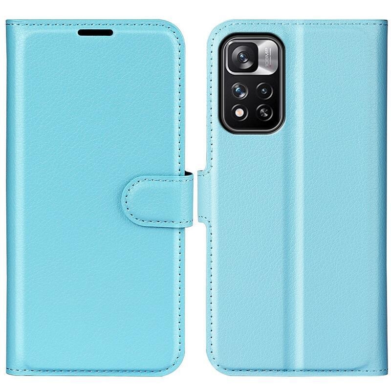 Litchi PU bőr pénztárca tok Xiaomi Redmi Note 11 Pro+ 5G - kék
