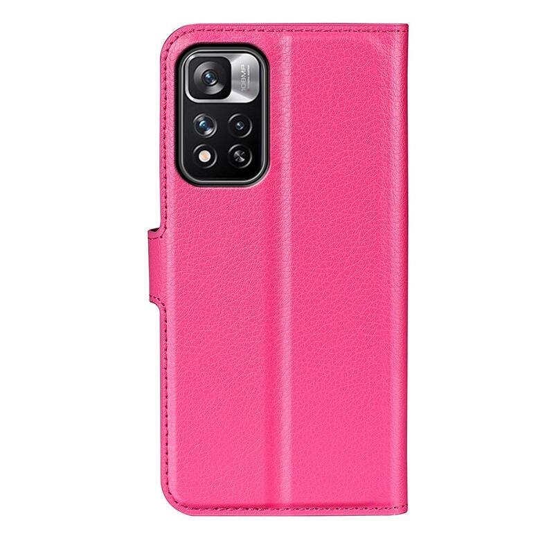 Litchi PU bőr pénztárca tok Xiaomi Redmi Note 11 Pro+ 5G - rózsaszínű