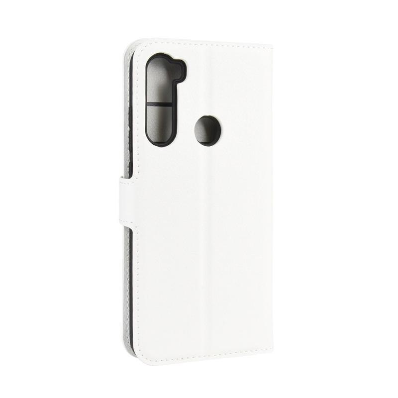 Litchi PU bőr pénztárca tok Xiaomi Redmi Note 8-hoz - fehér