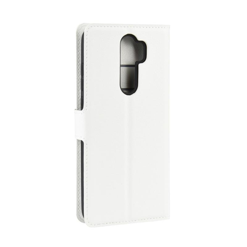 Litchi PU bőr pénztárca tok Xiaomi Redmi Note 8 Pro-hoz - fehér