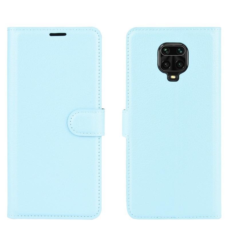 Litchi PU bőr pénztárca tok Xiaomi Redmi Note 9 Pro/Note 9S - kék