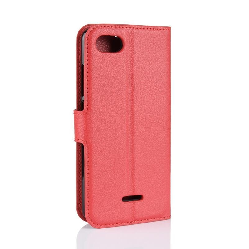 Litchi PU bőr pénztárca tok Xiaomi Redmi 6A - piros
