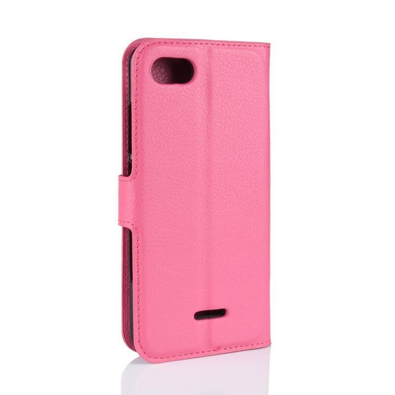 Litchi PU bőr pénztárca tok Xiaomi Redmi 6A - rózsa