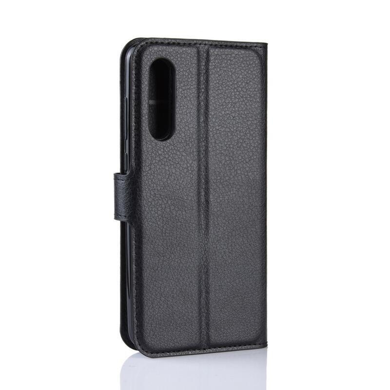 Litchi PU bőr pénztárca tok a Xiaomi Mi 9-hez - fekete