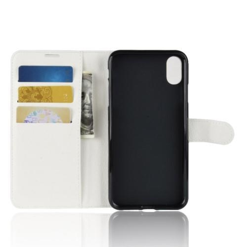 Litchi PU bőr tok iPhone XR készülékhez - fehér