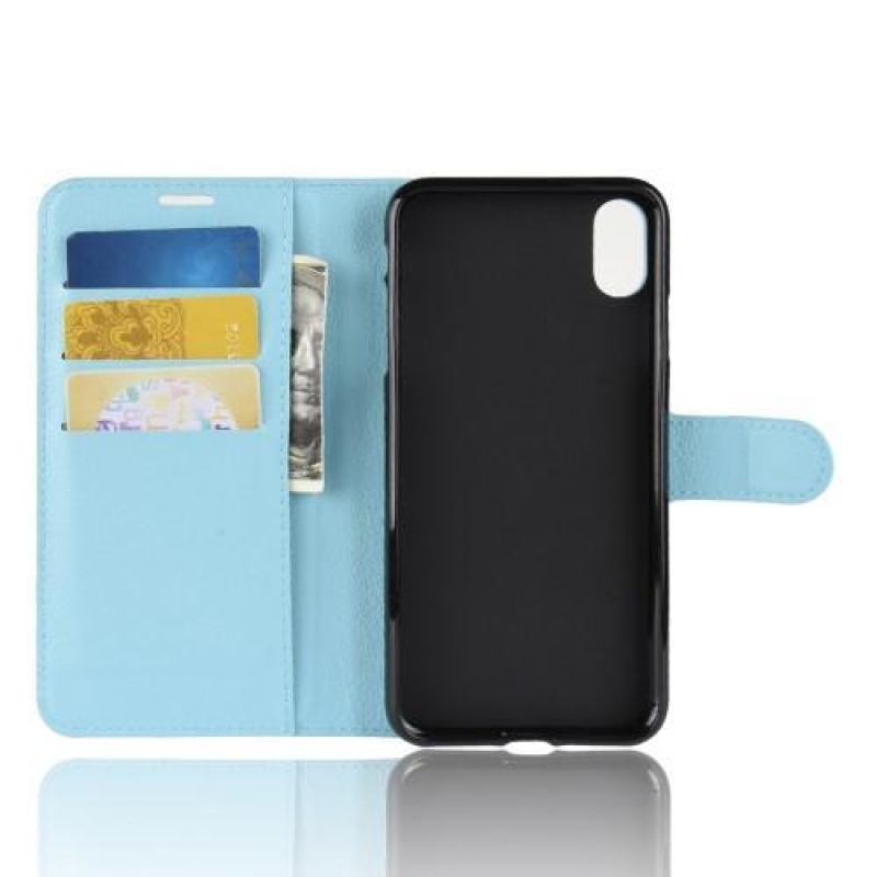 Litchi PU bőr tok iPhone XR készülékhez - kék